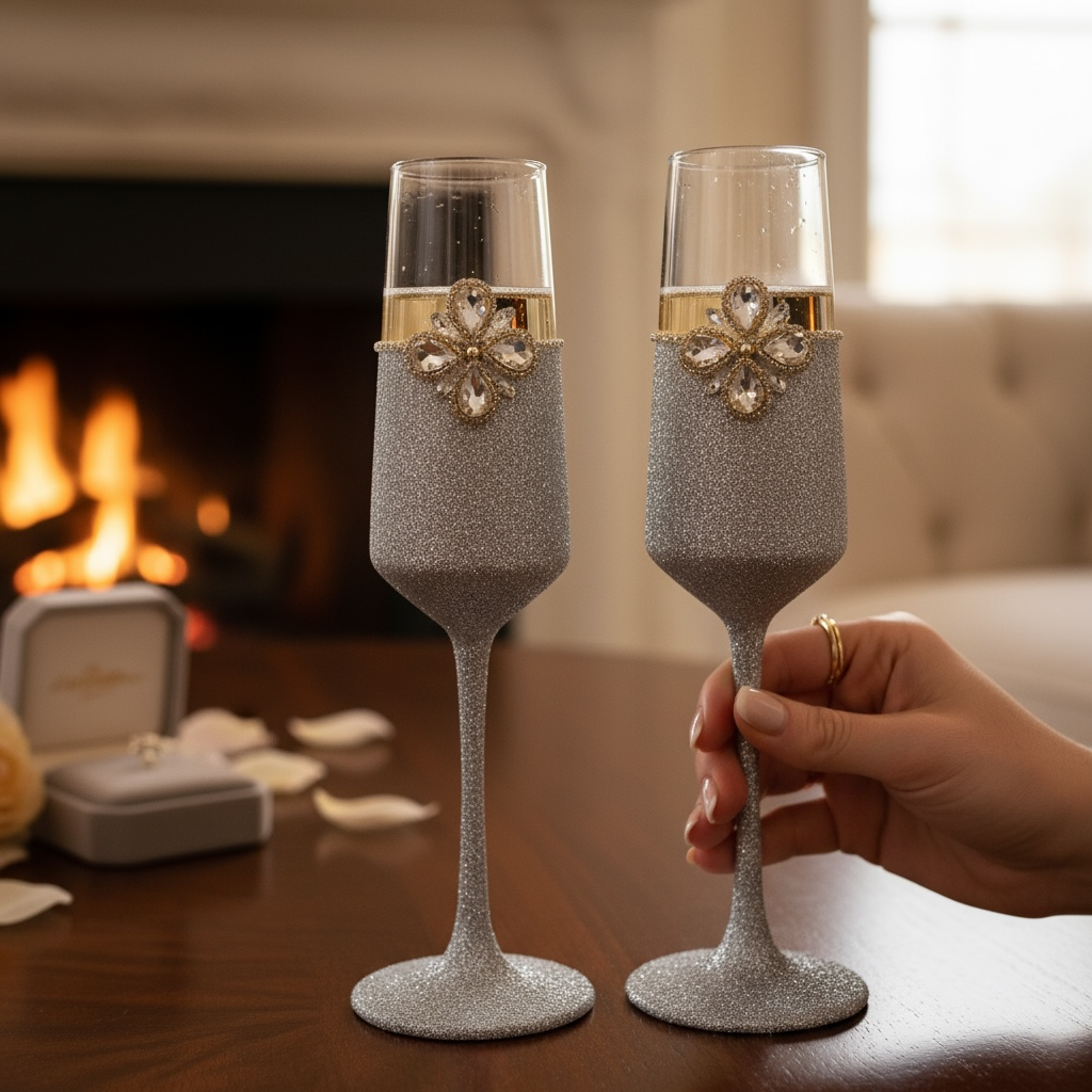 GLAMOUR ROUGE CHAMPAGNE FLUTE / SET OF 2