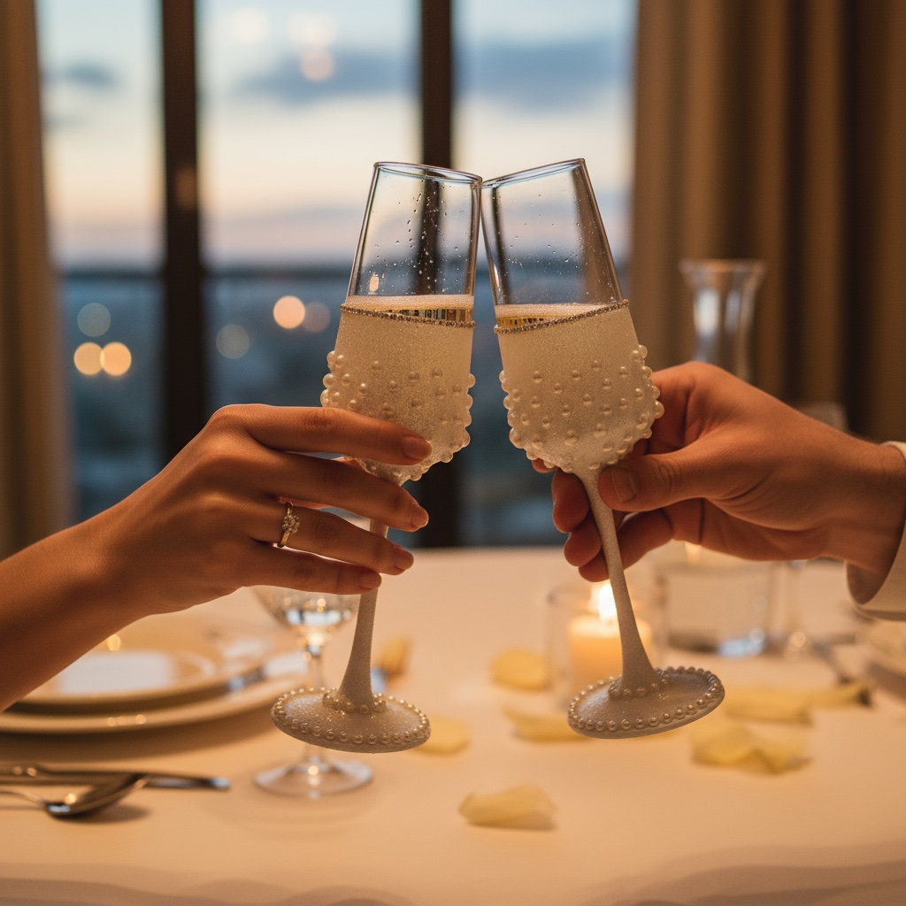 PEARL BLANC CHAMPAGNE GLASS/ SET OF 2