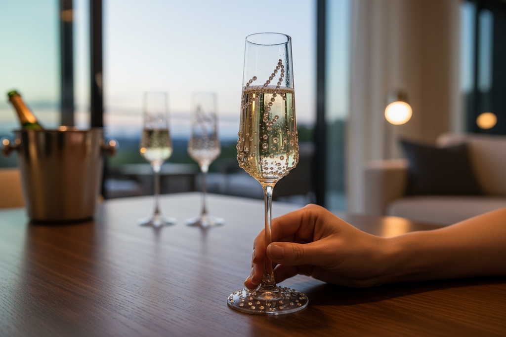 PERSONALIZED DIAMOND INITIAL CHAMPAGNE FLUTE