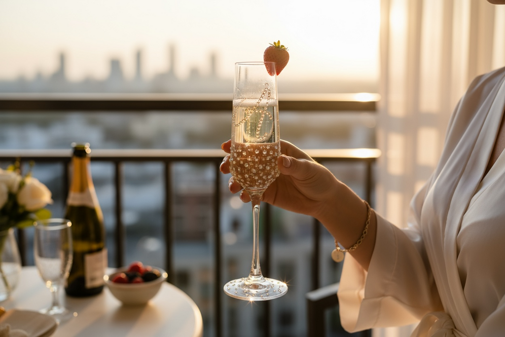 PERSONALIZED DIAMOND INITIAL CHAMPAGNE FLUTE