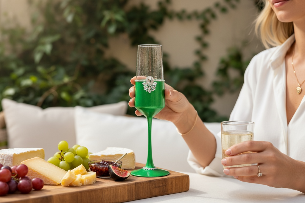 EMERALD ELEGANCE CHAMPAGNE FLUTE / SET OF 2