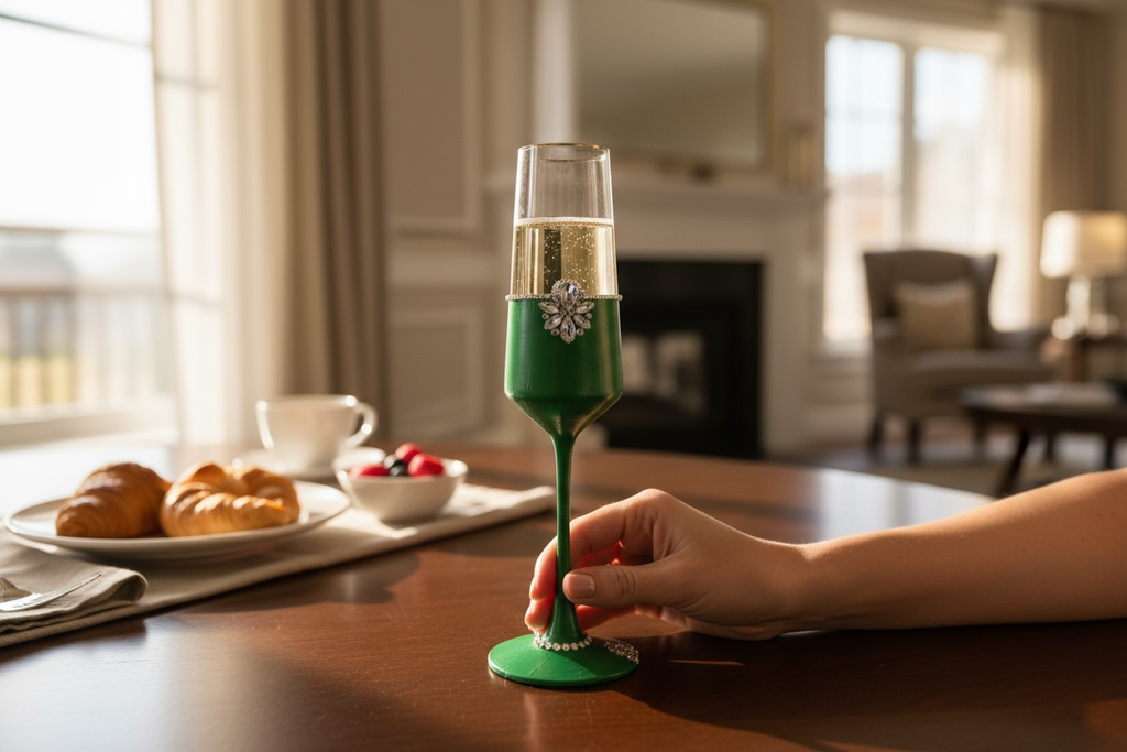 EMERALD ELEGANCE CHAMPAGNE FLUTE / SET OF 2