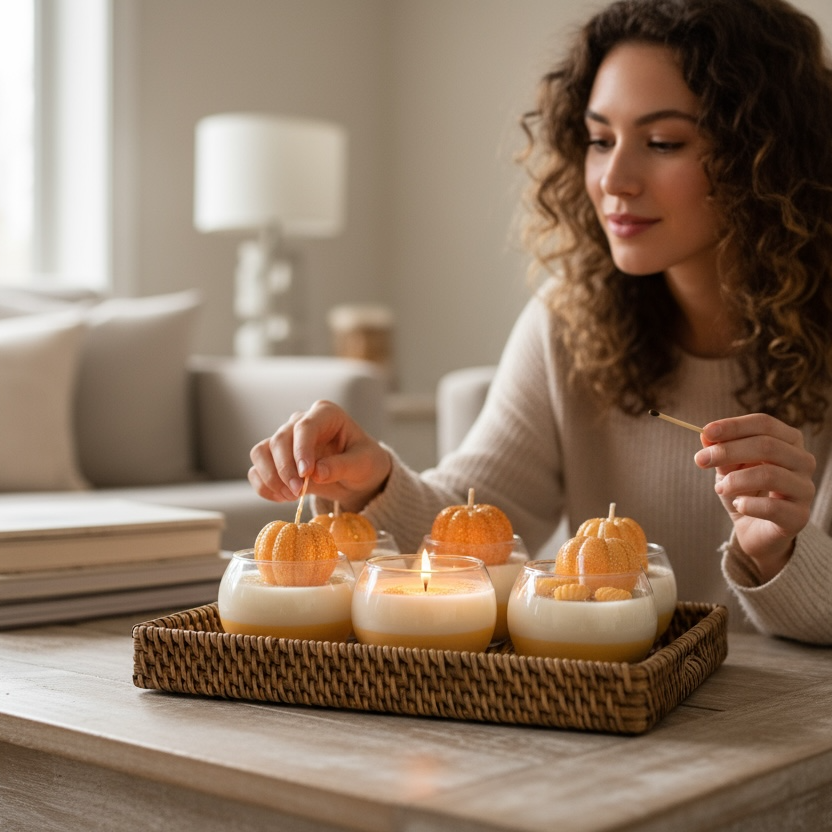 Velvet Pumpkin Mini Candles