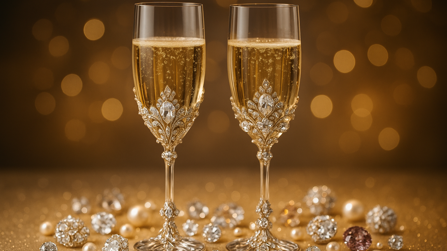 copas de champagne con piedras elegantes